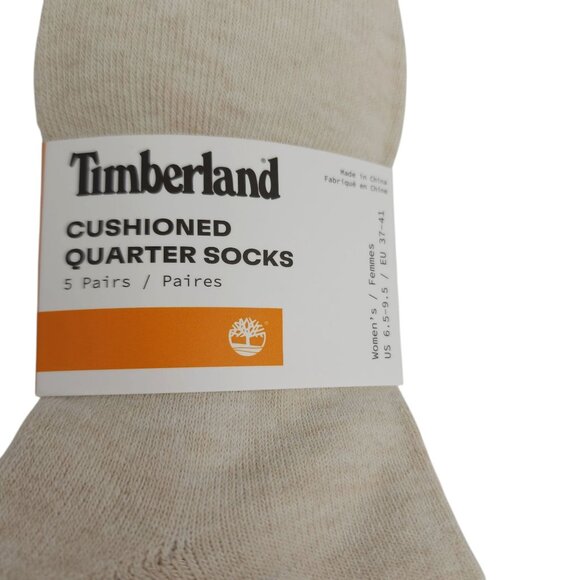 Timberland Womens Cushioned Quarter Socks Ankle 5 Pk Breathable Pink Gray Cream - Picture 3 of 8